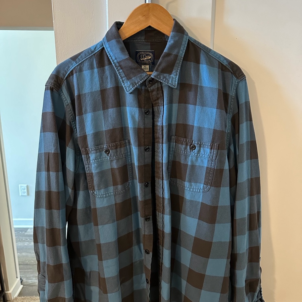 J. Crew Blue and Black Plaid Casual Shirt
